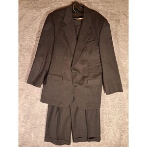 Brandini Le Collezioni Mens Suit Virgin Wool Black Sz 41 Made in Canada Vintage